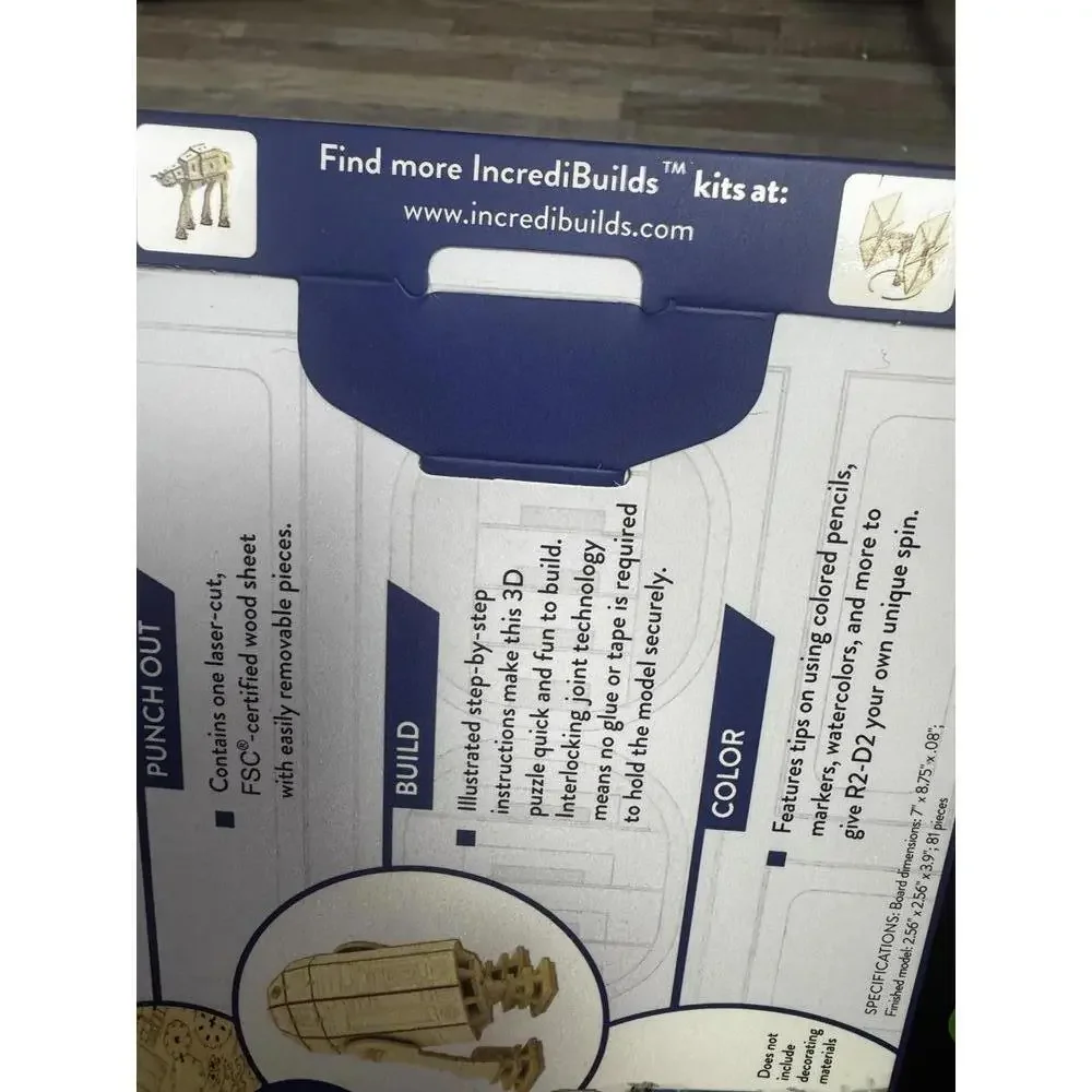 star‎ wars r2-d2 3d wood model kit incredibuilds loot crate exclusive diy puzzle